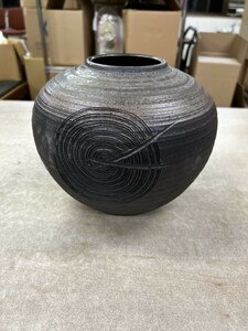 FJ0607 越前焼 幡山造 花器 花瓶 壺 骨董 コレクション 古美術品 工芸品 陶芸 花道 作家物