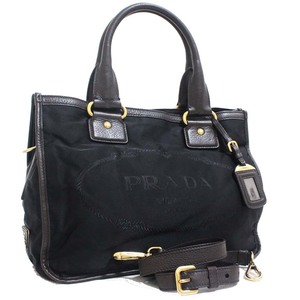 プラダ 2way トートバッグ レディース ナイロン レザー ブラック 中古 送料無料 PRADA