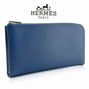 HERMES エルメス　L字ファスナー長財布 リミックスコンバイン 刻印C 2018年製　ヴォーエプソン　レザーブルー　メンズ　コインケースなし　