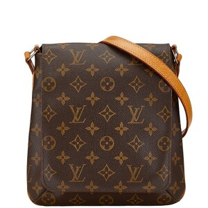 ルイ ヴィトン モノグラム ミュゼットサルサ ショート 斜め掛け ショルダーバッグ M51258 ブラウン PVC レザー LOUIS VUITTON 【中古】