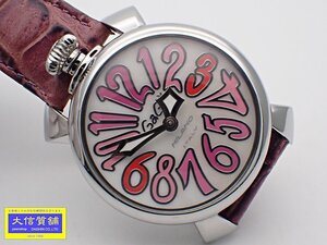 GAGA MILANO ガガミラノ マヌアーレ 40mm 5020.6 SS レディース クォーツ 革ベルト シェルダイヤル 中古A- 【送料無料】 B-2249