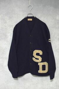 【 50年代 】50s ウールニットカーディガン / size L / レタードニット レタードニットカーディガン ワッペン