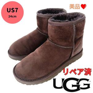 美品UGG【アグ】ムートンブーツ クラシックミニ ショートブーツ 濃茶色