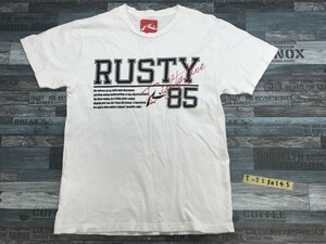 RUSTY ラスティ メンズ ロゴプリント 薄手 半袖Tシャツ L 白