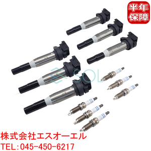 BMW F06 F12 F13 イグニッションコイル + ダブルプラチナ スパークプラグ(BOSCH) 各6本(1台分) 640i 12138616153 12120037580 出荷締切18時