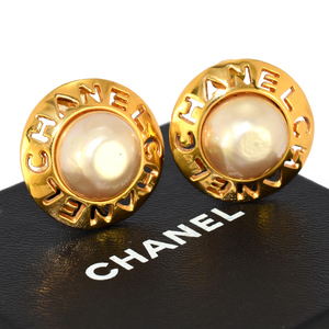 シャネル イヤリング ラウンド フェイクパール ゴールドカラー アイボリー ヴィンテージ アクセサリー CHANEL