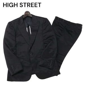 HIGH STREET ハイストリート 通年 背抜き★ シルク混 スリム ブーツカット セットアップ スーツ Sz.M/S　メンズ 黒　I4T00661_2#O