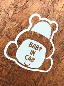 パンダ Baby in Car ベイビーインカー　カッティングステッカー 赤ちゃんが乗ってますサイン　切り文字ステッカー　ホワイト