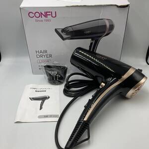 【通電動作確認済】CONFU ドライヤー 大風量 速乾 1200W 温度＆風量調節（ブラック）Y21162-T2