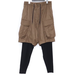 DEVOA レイヤードサルエルパンツ ポリエステルスウェード サイズ2 ライトブラウン PTE-PSLC デヴォア Layered Pants Polyester Suede