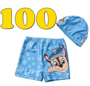 ★新品 ★パウパトロール 水着 キッズ 男の子 スパッツタイプ 帽子付 青100