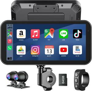 VANBAR バイク ドライブレコーダー Carplay/Android Auto対応 6.25インチタッチ大画面 バイクドラレコ WiFi搭載 スマホ連動