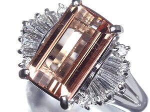 GL14234S【1円～】新品仕上【RK宝石】≪Topaz≫ 極上インペリアルトパーズ 特大3.22ct!! 極上ダイヤモンド Pt900 超高級リング ダイヤ