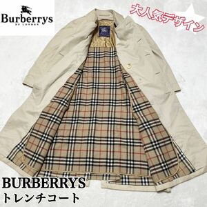 １円～　大人気デザイン　BURBERRY　バーバリー Burberrys バーバリーズ トレンチコート ノバチェック　メンズ　ベージュ　 サイズL