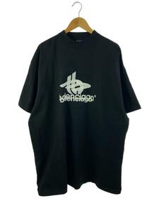 BALENCIAGA◆Tシャツ/4/コットン/BLK/プリント/LAYERED SPORTS