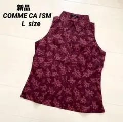 [新品] COMME CA ISM ノースリーブ ブラウス シャツ ハイビスカス