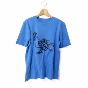 美品 lucien pellat-finet ルシアンペラフィネ 鶏 プリント クルーネック 半袖 Tシャツ カットソー M ブルー 305 ◆