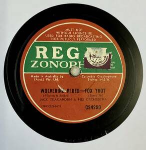 JACK TEAGARDEN & HIS ORCHESTRA/ WOLVERINE BLUES /MUDDY RIVER BLUES　SP盤　78RPM JAZZ《豪》(REGAL C24250)