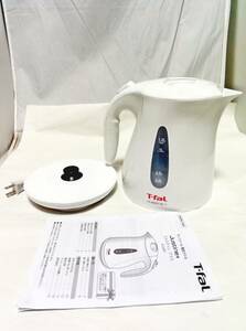 USED T-fal ko49 電気ケトル 1.2L justine+ 白 通電のみ確認済 取説、電源プレート付 ティファール