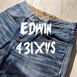 【EDWIN】エドウィン XVSシリーズ レザーフラップ ブーツカットデニムパンツ シューカット 28インチ 日本製