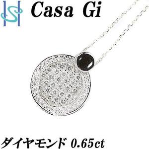 キャサジ ダイヤモンド ネックレス 0.65ct K18WG 円 丸 サークル ラウンド Casa Gi 美品 中古 SH108372