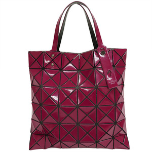 イッセイミヤケ バオバオ トートバッグ BAO BAO 6x6 ダークピンク エナメル レディース ISSEY MIYAKE 中古