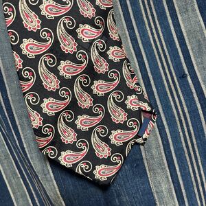 80s 90s polo by ralph lauren tie black paisley silk usa handmade 80年代 90年代 シルク ネクタイ ペイズリー old オールド