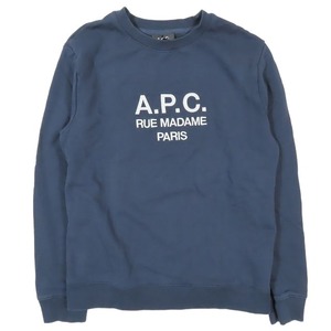 アーペーセー A.P.C. ロゴ 刺繍 スウェット シャツ トレーナー クルーネック RUE MADAME PARIS コットン プルオーバー トップス M ネイビー