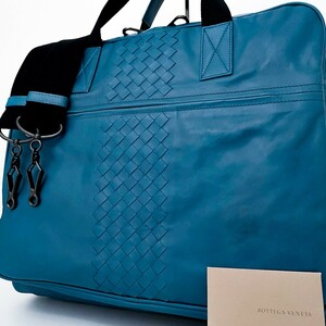 1円■超美品■定価35万■入手困難色■BOTTEGA VENETA ボッテガ 2way イントレチャート トートバッグ ビジネス A4可 メンズ レザー ブルー