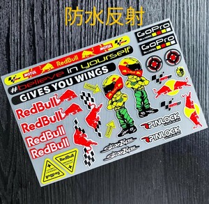 防水反射　Redbull　レッドブル　車ステッカー　バイクステッカー　ヘルメットステッカー　レーシングステッカー　スケート　BMX デカール