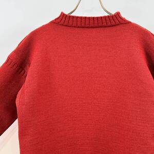 希少《 Dead Stock / Old Tag 》70s 80s デッド【 GUERNSEY GUERNSEYS ビンテージ レンガ色 ガンジーセーター 英国製 】