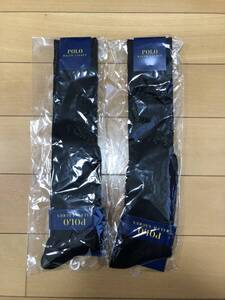 送料込 新品 POLO 靴下 ポロ ラルフローレン ハイソックス 2足セット 24-26cm 黒