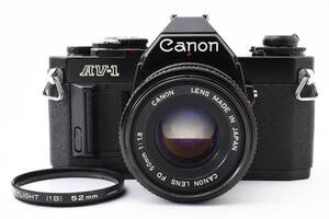 【良品】 キャノン Canon AV-1 Black フィルムカメラ + New FD 50mm F1.8 レンズ #2307723