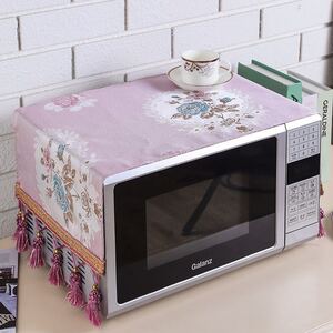 新発売　電子レンジカバー　マルチカバー　フリル付き　刺繍　花柄　パープル　紫　タッセル付き　35＊95 おしゃれ