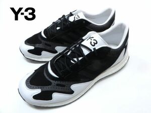 Y-3 ワイスリー メンズ「RHISU RUN リス ラン」by コラボ スニーカー 新品 /Y-3-FX7261-BLAK ブラックＸホワイト.42