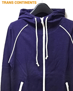 M 未使用【TRANS CONTINENTS Wzip Hoodie Purple 00-3081025 トランスコンチネンツ Wzipパーカー パープル スウェットパーカー】