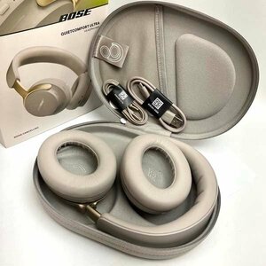 t)ボーズ Bose QuietComfort Ultra Headphones 完全ワイヤレス ノイズキャンセリングヘッドホン サンドストーン 中古※キャリーケース/他有