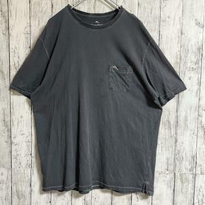 Tommy Bahama トミーバハマ ポケットTシャツ XL チャコールグレー シングルステッチ 古着 HTK4228