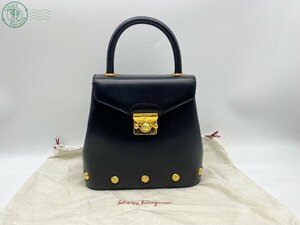 2406602325　□ 1円~ Salvatore Ferragamo フェラガモ ハンドバッグ 1668 レザー ブラック ワンハンドル 2WAY 肩掛け 金具 中古 レディース