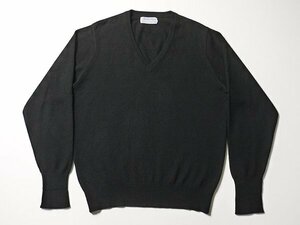 オールド◆　スコットランド製　BALLANTYNE　バランタイン　カシミヤ　ニット　セーター　Vネック　ピュアカシミヤ　カシミヤ100％　黒