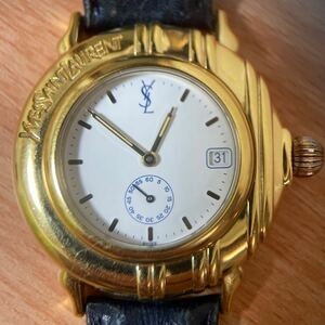 YSL　イヴサンローラン　スモセコ　クォーツ　ゴールドカラー　ジャンク　腕時計 