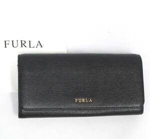 良品☆フルラ【FURLA】BABYLON レザー 長財布／ONIX ブラック 黒／使用感 少／保存袋付属 バビロン レディース／2310-N0124V(NT)