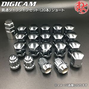 DIGICAN デジキャン ホイールナット ロックナット 1台セット 20個 19HEX LN62 P1.25 ショート 貫通タイプ D-LNS621912S