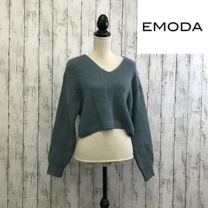 EMODA　エモダ　W FACE LADY KNIT　Fサイズ　ブルー　S5.4-156　USED