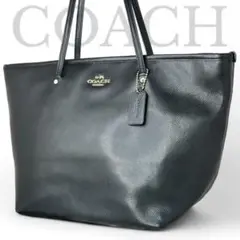 【美品☆】コーチ　COACH トートバッグ　レザー　ブラック　ロゴタグ