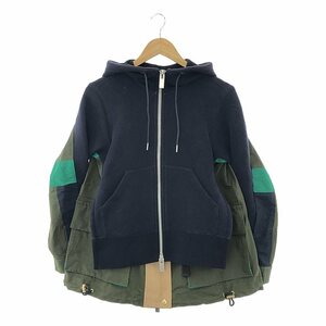 sacai / サカイ | Sponge Sweat Ma-1 Hoodie フーデッドパーカ | 1 | ネイビー/カーキ | レディース