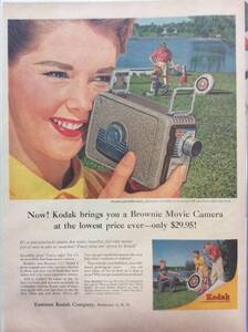 即決【mid-century advertising/LIFE/POST/広告004】KODAK/コダック/ムービー/カメラ/フィルム/1956年/アメリカンカルチャー