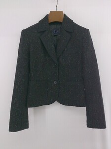 ◇ ◎ GAP ギャップ ウール混 2B 長袖 ジャケット サイズ0 チャコールグレー系 レディース P