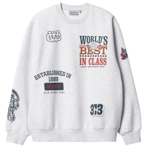 極美 22AW Carhartt WIP Multi World Sweat Lサイズ クルーネック スウェット Ash Heather グレー カーハート ワークインプログレス