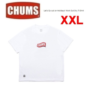 CHUMS チャムス レッツゴーアウトオンホリデーズ！ワークアウトドライTシャツ ホワイト XXL　CH01-2377　メンズ　アウトドア　キャンプ